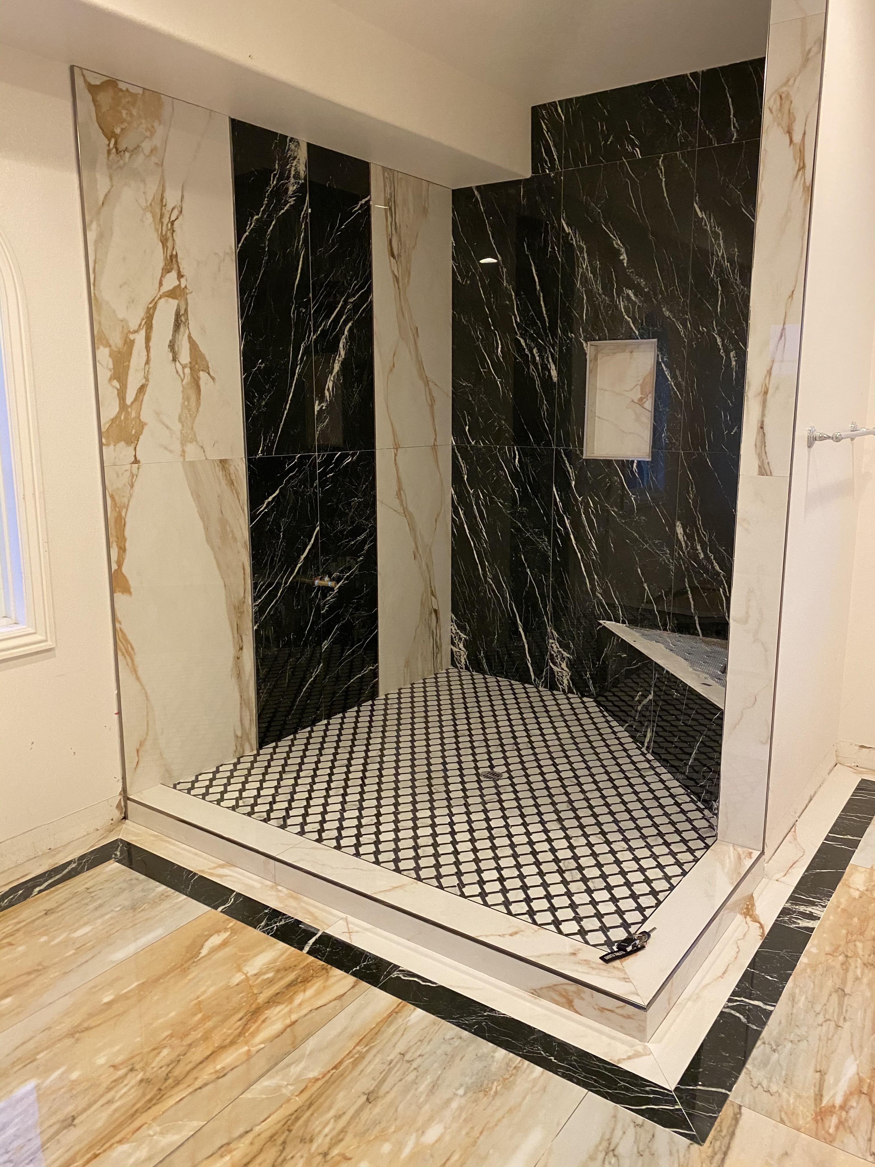 Walk-in shower bench detail